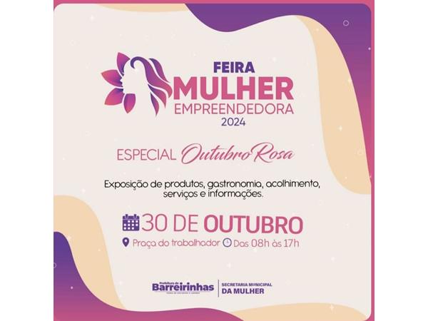 Feira da Mulher Empreendedora 2024 Especial Outubro Rosa